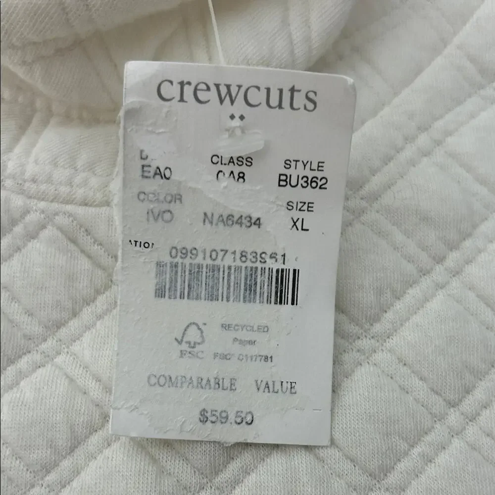 Crewcuts Cream Quilted Long Sleeve Top Kids Size XL